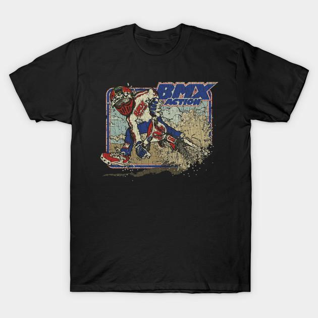 Neworld Tshirts Men Black Print T-shirt Bmx Action Test Pilot 1982 No-Cut Transfer Paper Print Cotton Tshirt S zwart