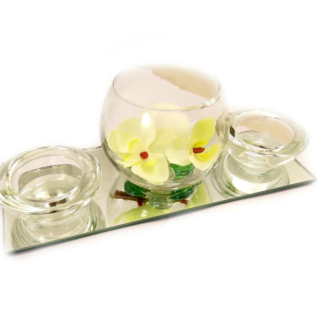 Les Trésors De Lily [L4062] - Set of Floating Candles 'Belle De Soie' Mirror (yellow)
