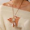 Retro Coffee Bohemian Necklace For Women Ethnic Style Fringed Pendant Long Sweater Chain High-End Fashion Jewelry