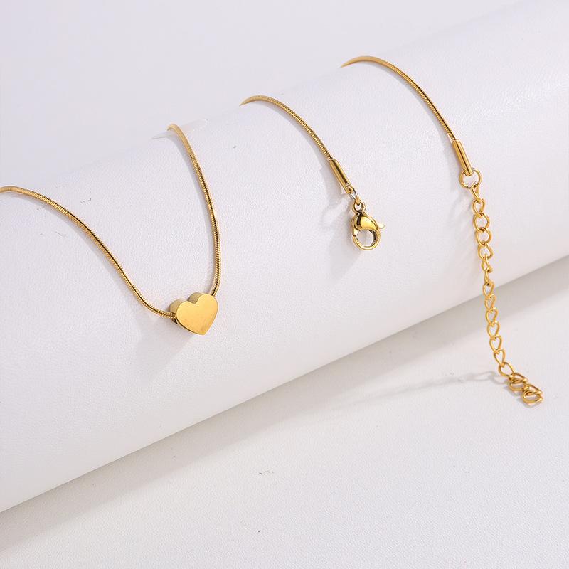 Small Love Heart Star Flower Charm Clavicle Chains Girl Neck  New Stainless Steel Snake Chains Choker Necklace for Women