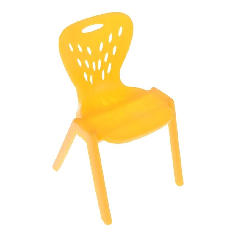 

Colorful Doll Furniture Small Chair Model Figurine With Hole Design For Doll House Accessories And Kids Pretend Play Game жёлтый