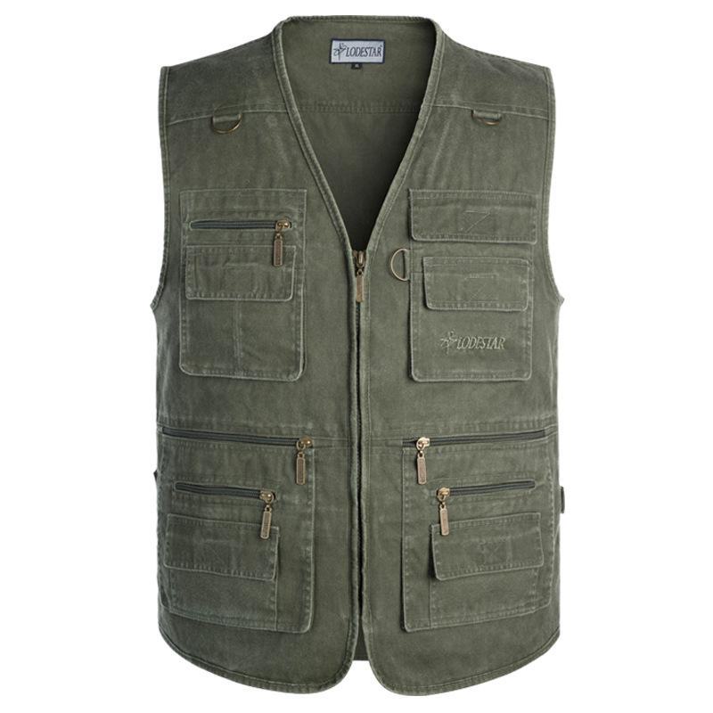 Men's Plus Size Multi-Pocket Outdoor Vest for Spring and Fall