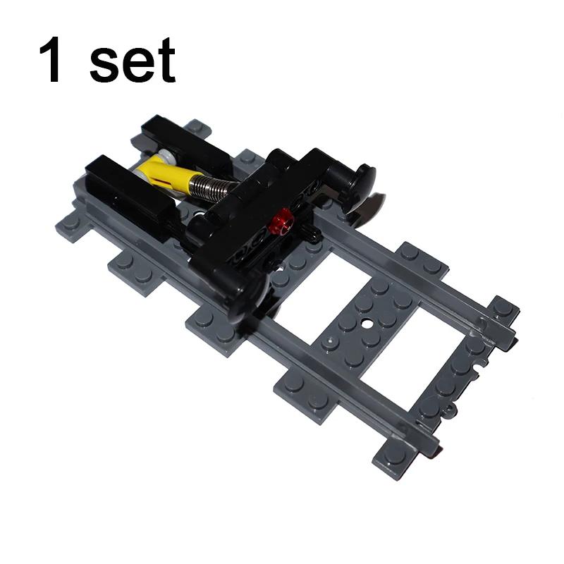 MOC City Train Tracks Flexible Straight Curved Soft Rail Switch DIY Building Block Models Railways Technical Train Parts Bricks