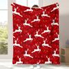 Christmas Reindeer Sleigh Snowflake Print Throw Blanket,Warm,Sofa,Bed,Couch,Ideal For Winter Meetups,Birthday Present