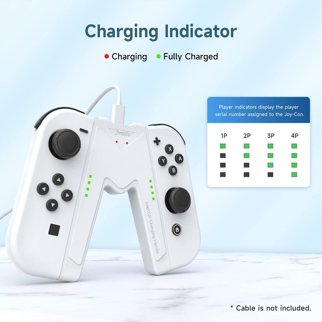 Switch Charging Compatible with Nintendo Switch OLED with White Joy-Con Grip, V-Shaped, & Models, Indicator,