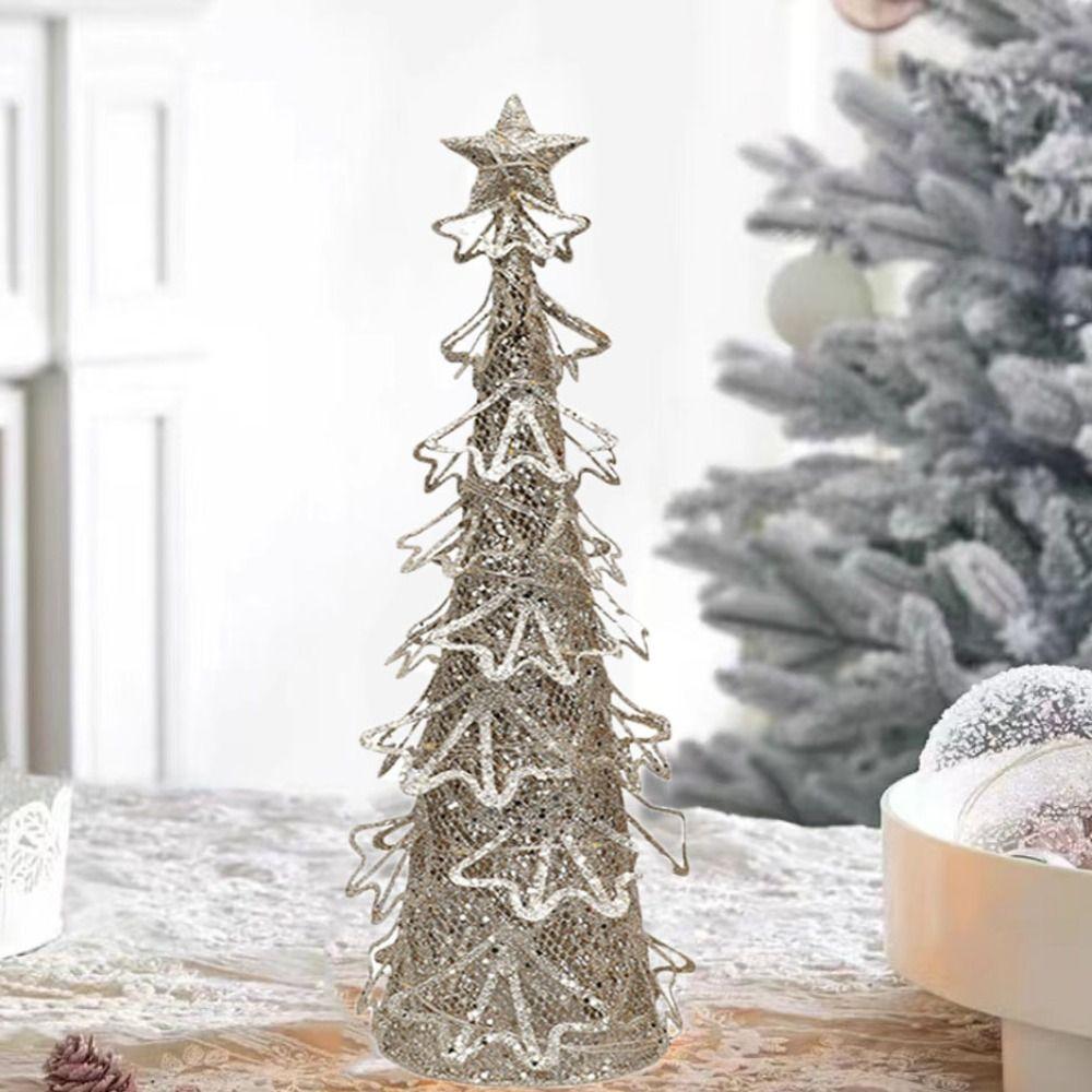Glitter Christmas Tree LED Light Champagne Christmas Tree Desktop  Gift