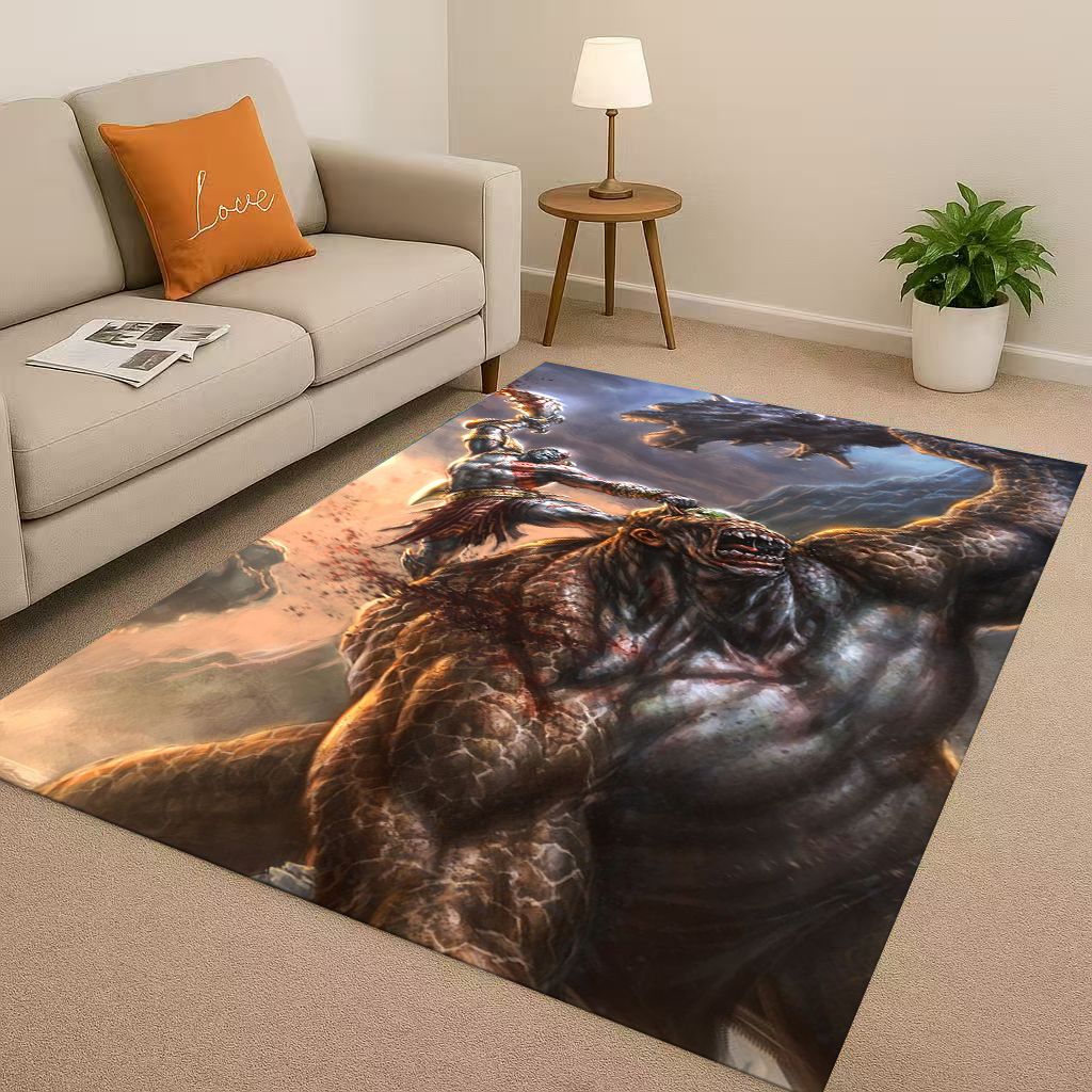 Hra God of War Kratos Kreslený Hráč Obývací pokoj Protiskluzový koberec Měkký koberec do ložnice Herní místnosti Pohovky, Snadno čistitelný Domácí rohožka