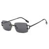 Trendy Vintage Small Metal Sunglasses Retro UV400 Rectangle Frame Sunglasses Rimless Sun Glasses for Women & Men