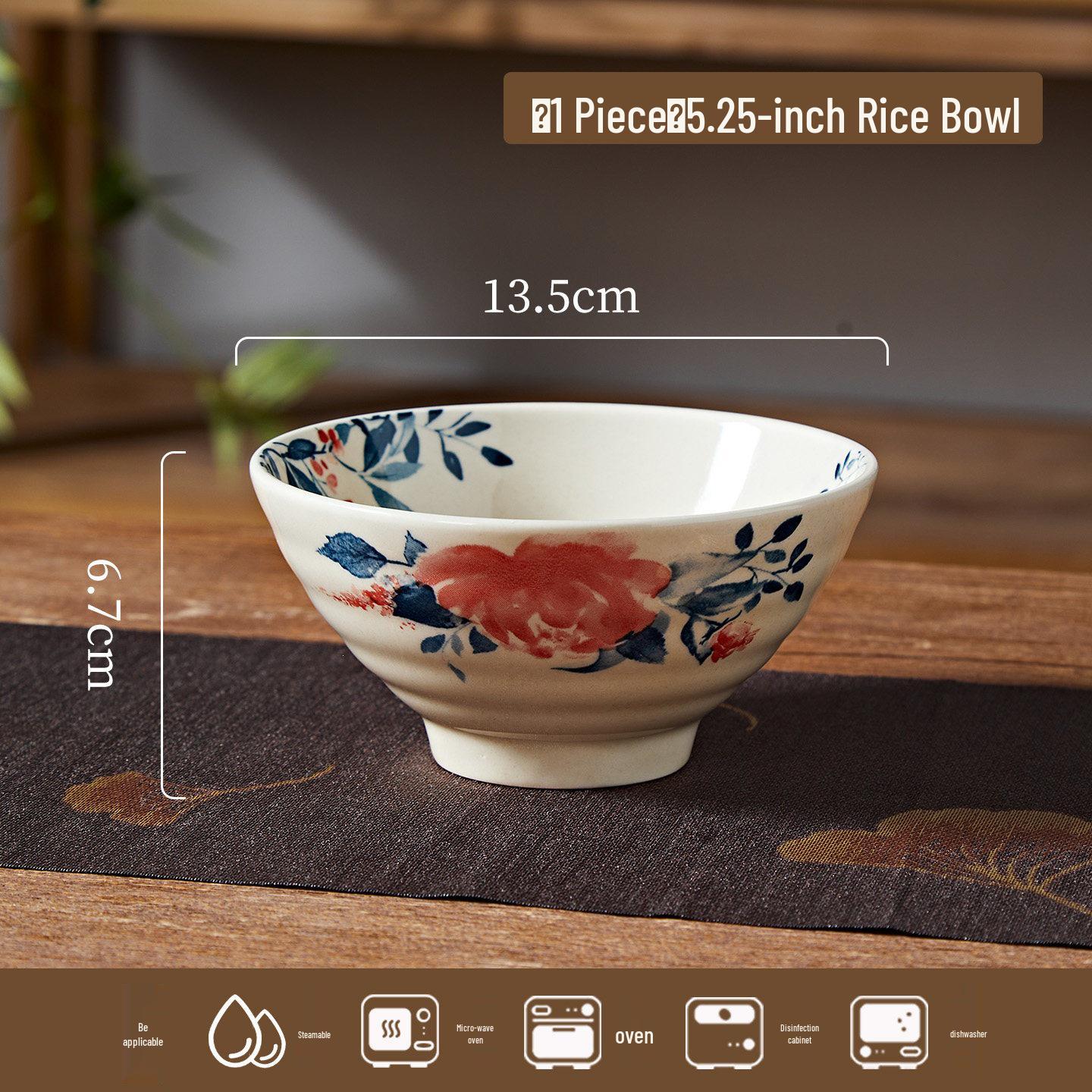 Retro Japanese-Style Ceramic Rice & Soup Bowl 1 piece