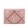M81212 Compact Wallet Monogram Emplant Broderie Leather Portefeuille Claire Bifold Wallet Pink Leather Women Used