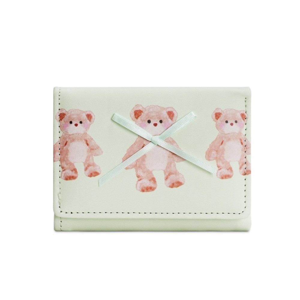New Cute Bear Bow Coin Purse Portable Folding Credit Card Holder Multi-Slot Tri-fold Coin Pouch Girl