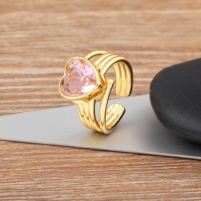 Nidin Romantic Heart Shape Open Rings for Women Zircon Crystal Jewelry Adjustable Fashion Wedding Party Accessories Gifts