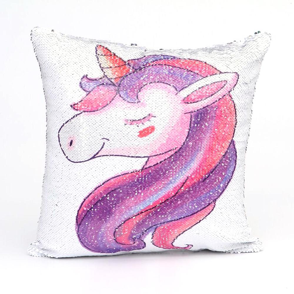 magic sequin unicorn pillow