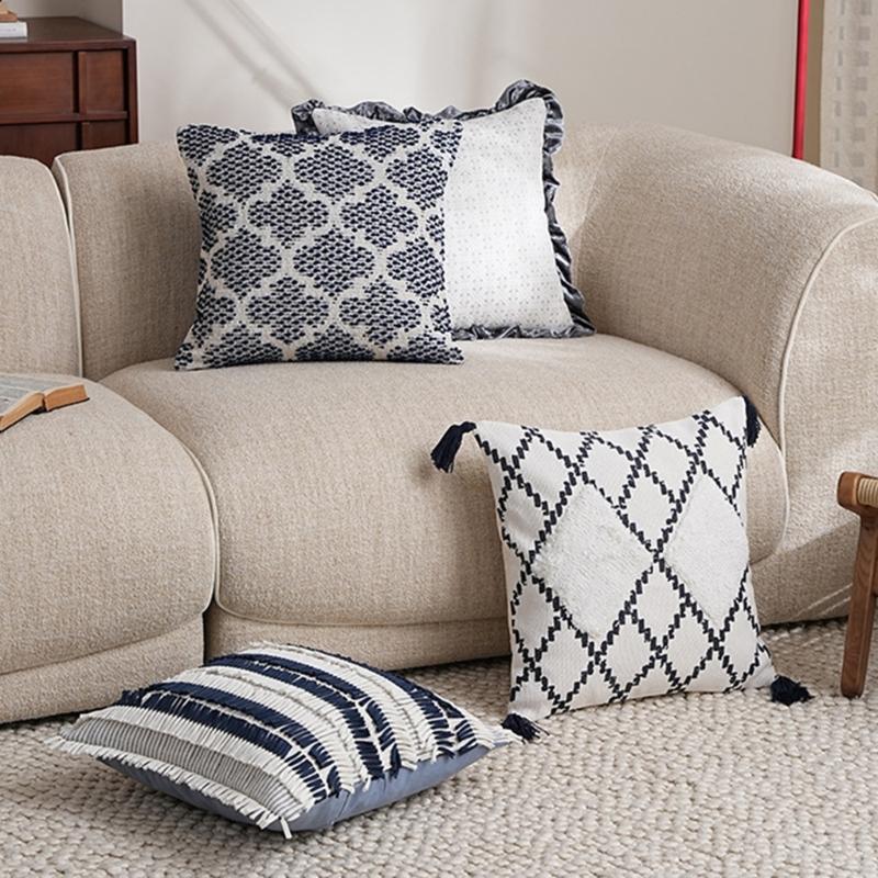 Vintage Style Breathable Cotton Pillowcase Wovens Craft Textured Surfaces Decorative Throw Pillow Cover Home Accent