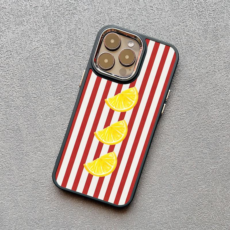 Czerwony Niebieski Pasek Owoce Cytryna Wiśnia Silikonowe Etui na Telefon dla IPhone 16 15 14 Pro Max Plus 13 12 11 Pro Max XR XS X 7 8 SE2 Pokrowiec