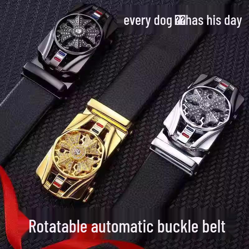 Piper Men's Diamond-Inlaid Leather Belt with Automatic Buckle