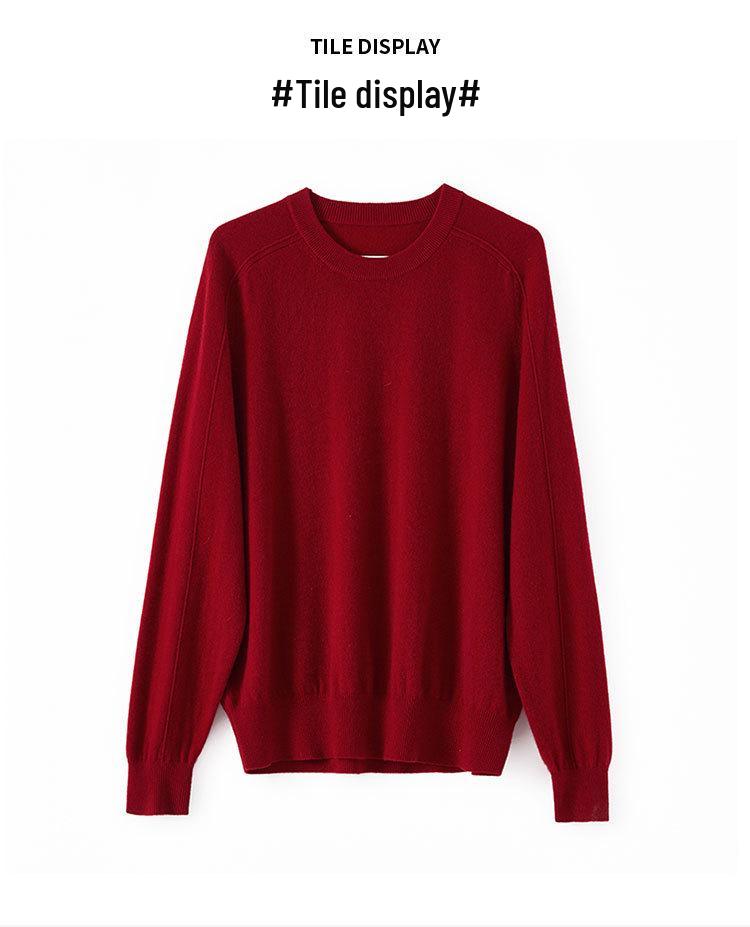 Women's Cashmere Crew Neck Loose Sweater - Soft, Skin-Friendly, Perfect for Autumn/Winter