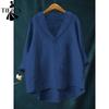 Women's Fashion Casual Spring Autumn Solid Color Print Long Sleeve V-Neck Blouses & Shirts