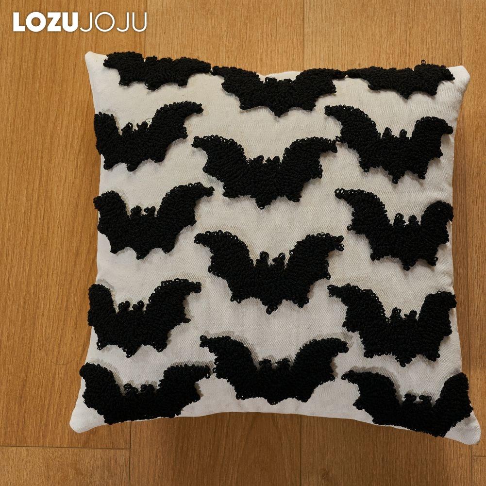 1PC LOZUJOJU Halloween Cartoon Pattern Pillowcase with Polyester Cotton Embroidered Cushion Cover for Sofa Living Room Bedroom Home Decor