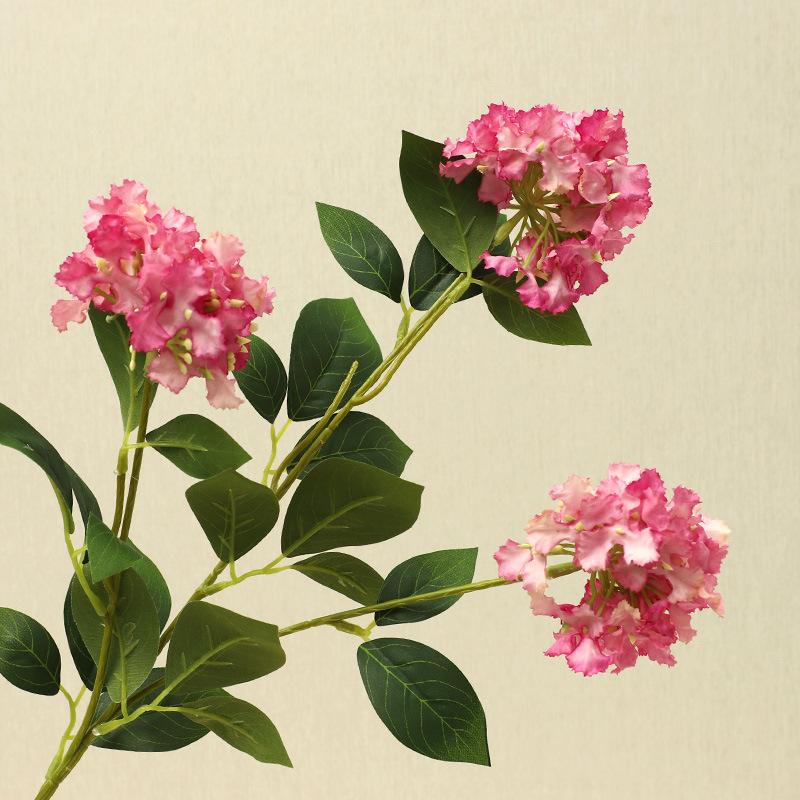 Simulation Flower 3 Head Crape Myrtle Flower Wedding Home Living Room Decoration Fake Flower Bouquet Road Lead Flower Row Props Soft Outfit
