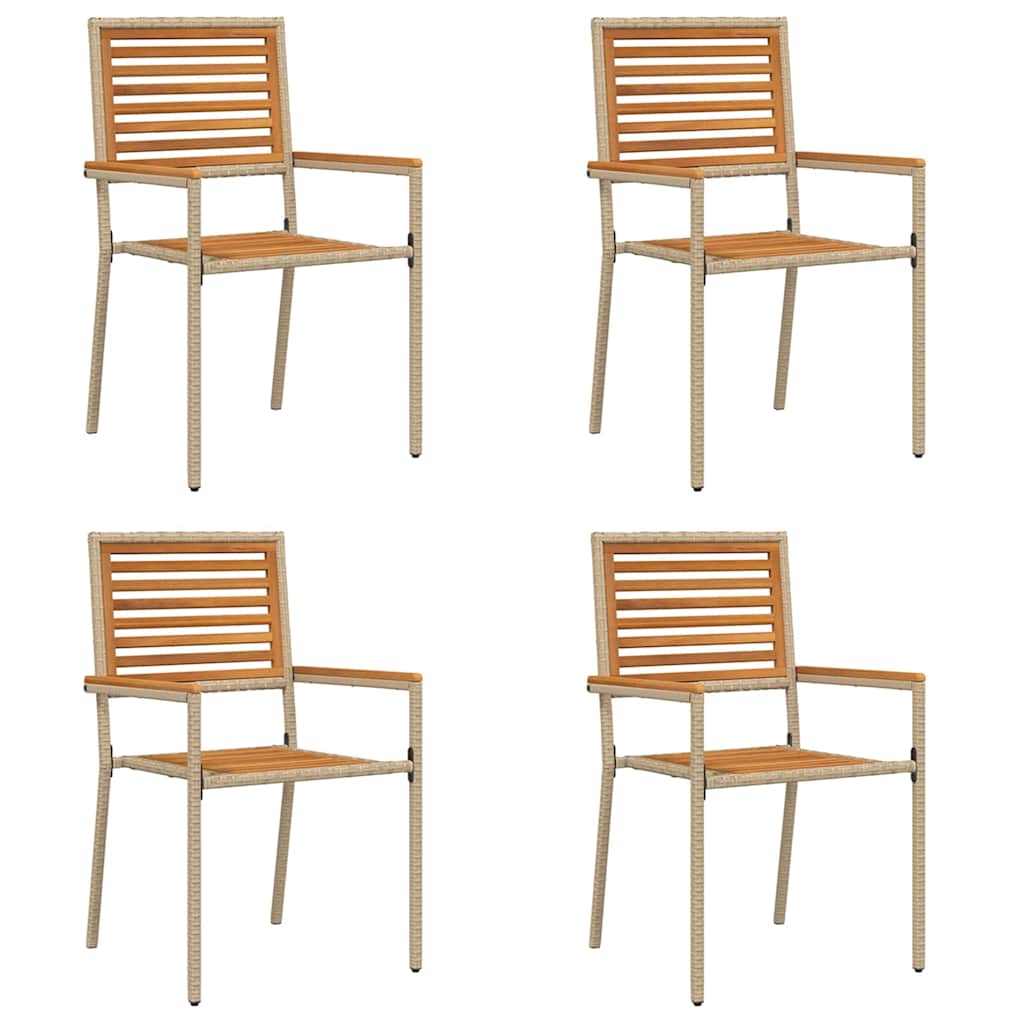 Garden Stackable Chairs 4 Pcs Brown and Beige 54 X 56 X 90 Cm