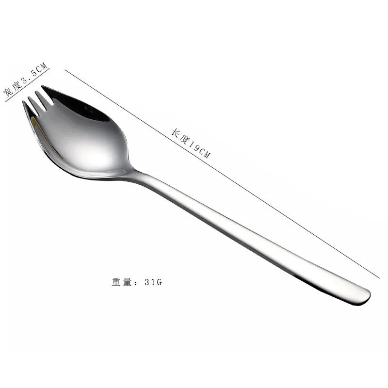 Stainless Steel Fruit Fork Spoon Tableware Long Handle Ice Cream Salad Dessert Tablewares Multi-functional Silver Fork Tableware