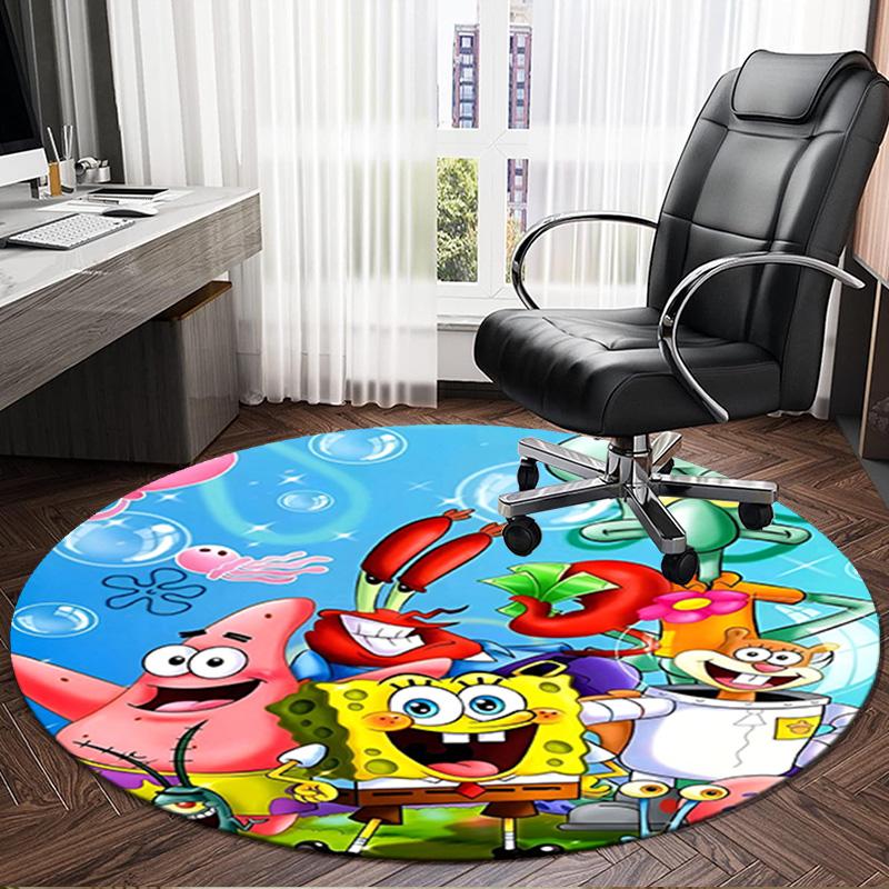 1PC bob And Friends Adventure Round Rug, Non-slip Chair Mat, Home Decor, Circle Carpet Perfect for Office, Bedroom, Living Room,Christmas gift