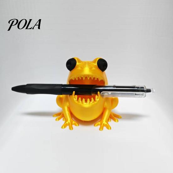 Desktop Pen Storage Cute Frog Holder, 3D Printed Figurine, Cartoon Desk Office Organizer Organizer, Multifunctional for Pens Pencils Markers,