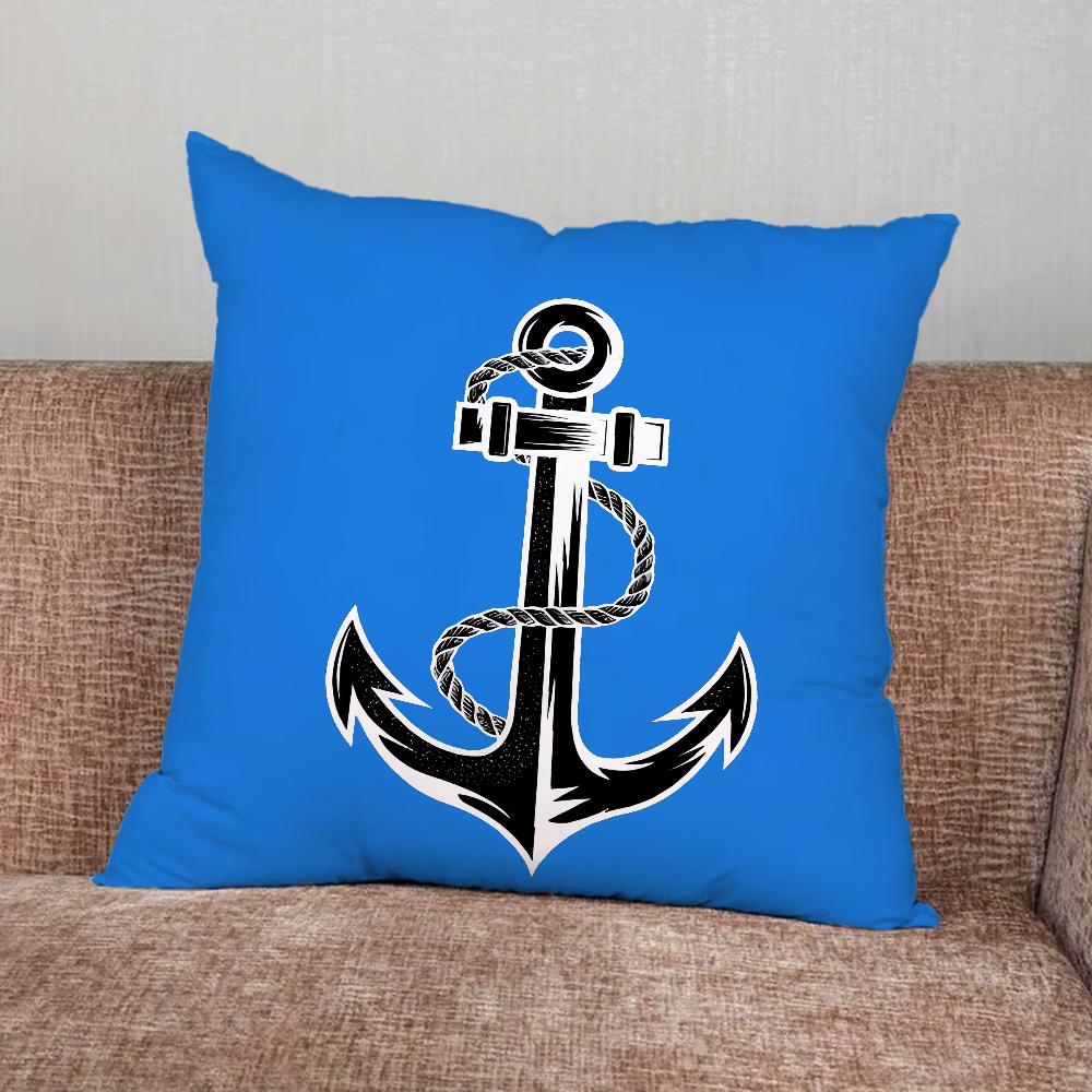 Anchor Compass Nautical Sailor Pillow Case For Home Bedroom Car Office Decoration Living Room Sofa Cushion Cover Suitable