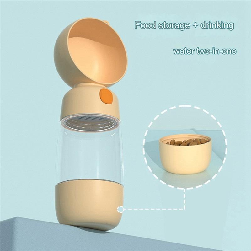 Good-2 In 1 Portable Food Grade Material Dog Cat Travel Pet Water Cup Bottle With Food Dispenser