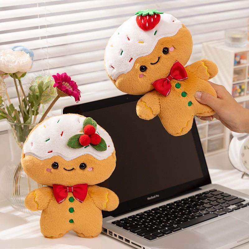 Adorable Gingerbread Man Plush Toy Cozy Cushion Soft Gift For Christmas Decoration