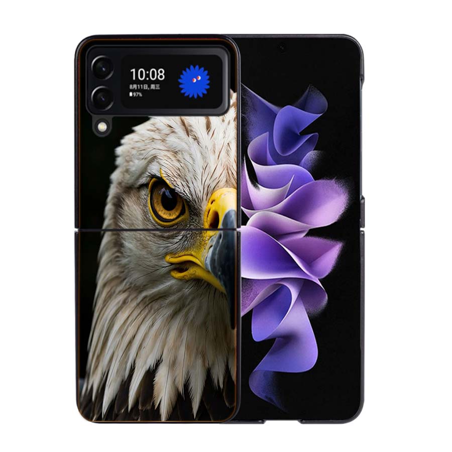 Majestic Eagle Gaze Phone Case For Samsung Z Flip 7 6 5G Galaxy Z Flip4 Z Flip5 Z Flip3 Coque Black Hard PC Shell Protective Cov