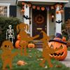 Spooky Halloween Witch with Broomstick Garden Stake Metal Outdoor Decor for Lawn Yard and Pathway Decoration