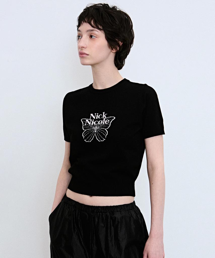 Nigaennikol Mini Butterfly Signature Half Knit_Black