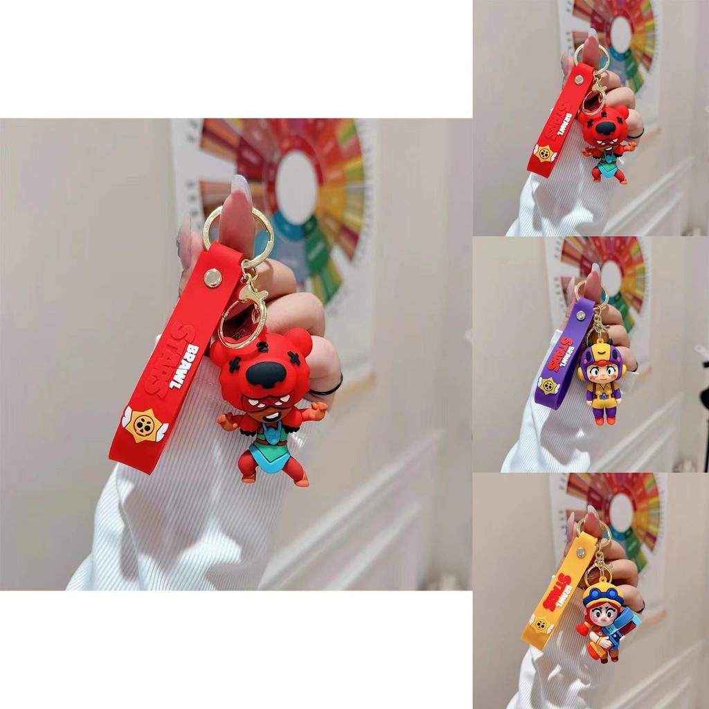 Roztomilá kreslená silikonová klíčenka na klíče od auta Brawl Stars Nita Jessie Bea Spikey Paddy
