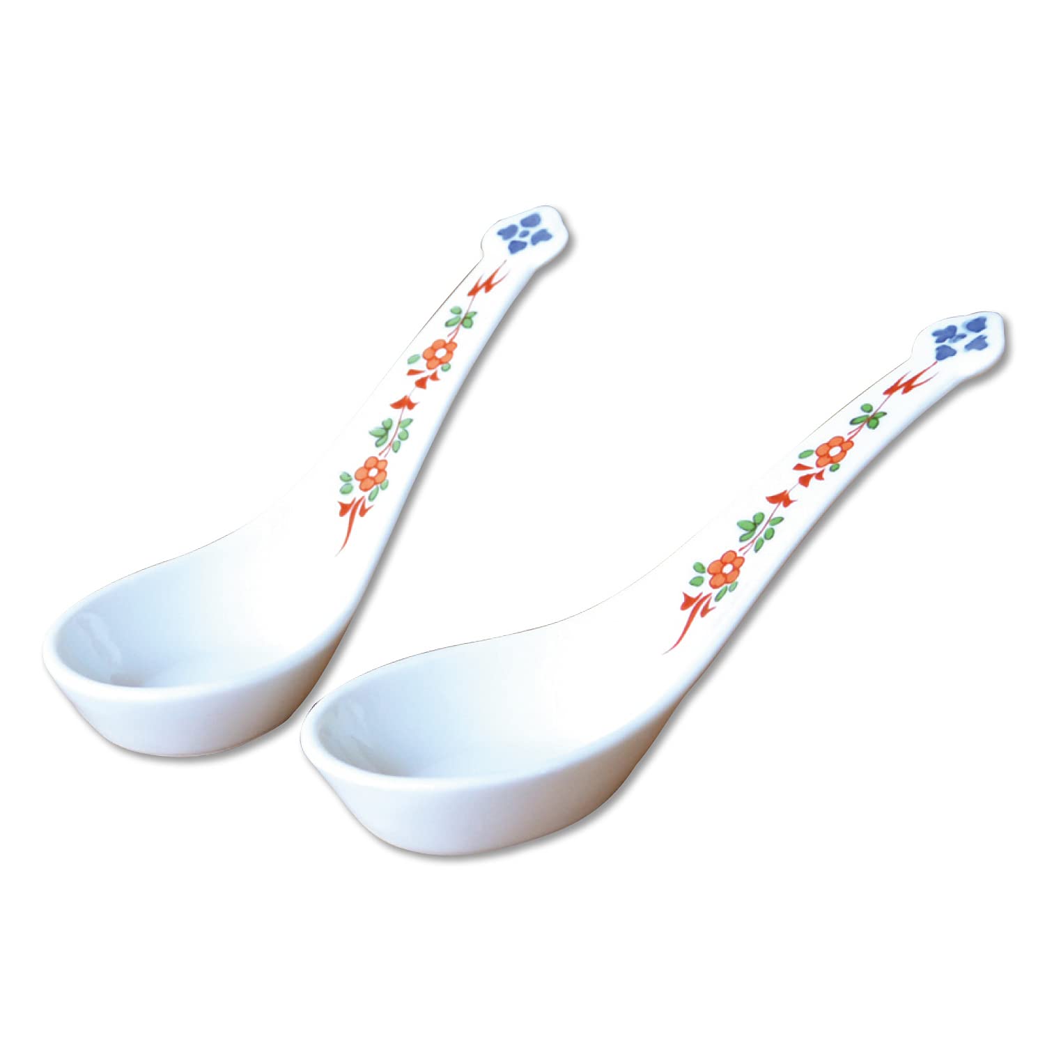 

Set of 2 Arita Ware Spoons Made in for Home or Commercial with Floral Design (Pair) - Cutlery, Teaspoon, Ceramic, Japan, Use,
