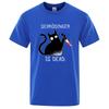Schrodinger Is Dead Czarny Kot Modny Miękki T-shirt Męski Wysokiej Jakości T-shirty Oversize T-shirty Bawełniane Krótki Rękaw Street Topy