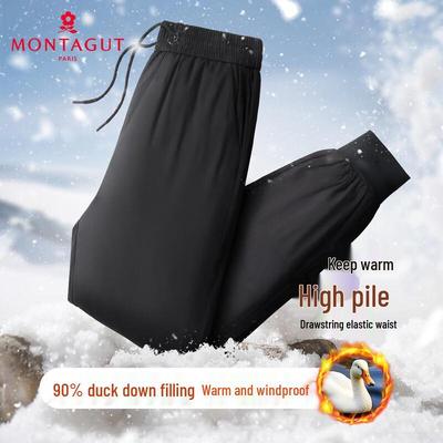 MONTAGUT Herren 90% Weiße Entendaunen Winter Hose mit Bündchen