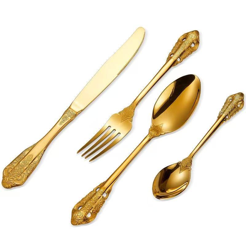 French Royal Court Stainless Steel Cutlery Set: High-End Spoons, Knives, and Forks