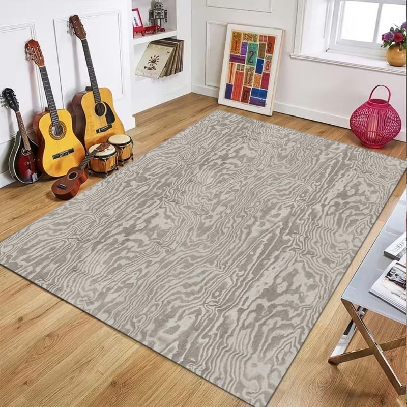 Modern Wood Grain Pattern Area Rug Non-Slip Washable Soft Abstract Texture Floor Mat for Living Room Bedroom Office Decor
