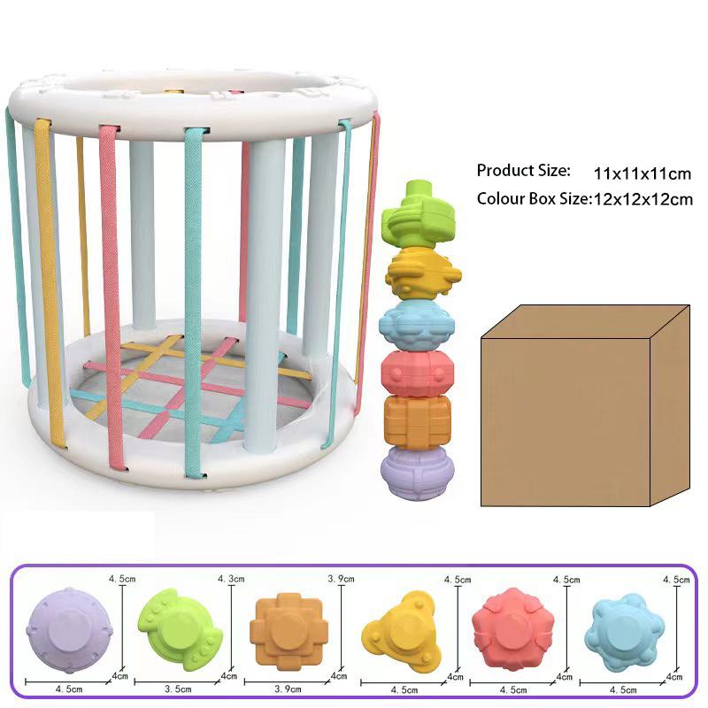 

Форма Игрушки для сортировки для малышей Красочный сенсорный куб с резинками Игрушка Образовательная Small Round