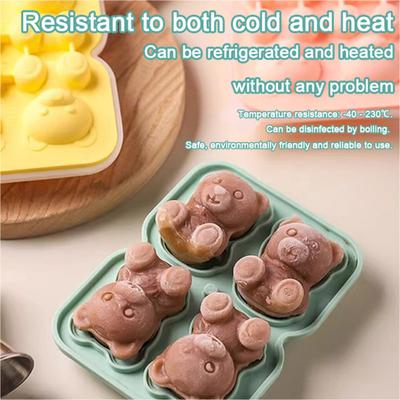Silicone Ice Tray Cute Bear Shape Ice Mold Easy Release Ice Cube Maker for Coffee Milk Tea Juice Chocolate Jelly Soap Mold for Party Family