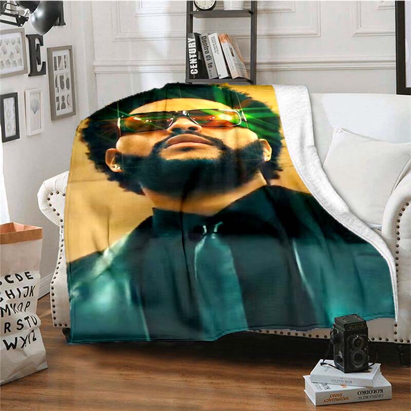 The customizable T-The Weeknd flannel soft blanket is suitable for home, bedroom, bed, sofa, travel, and children's use.