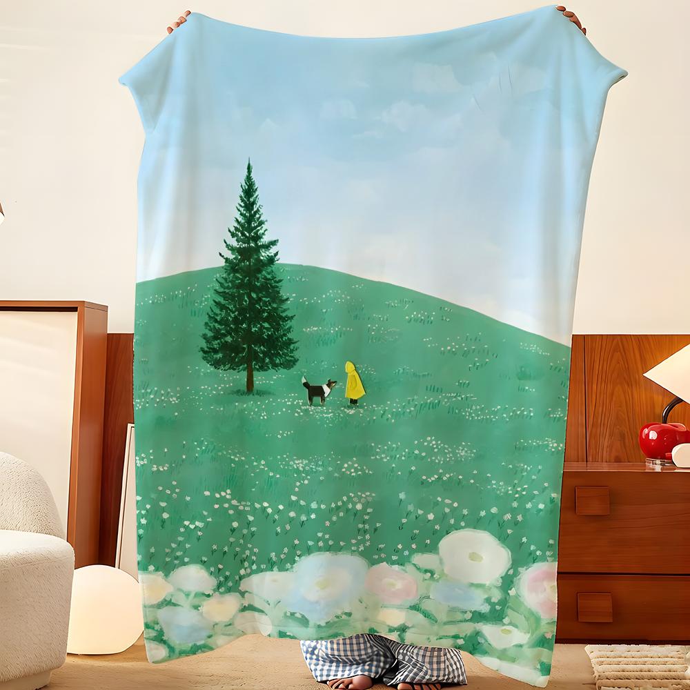 Artist K-kunomari Throw Flannel Throw Blanket, Lightweight Cozy, Durable Washable Cute Cool