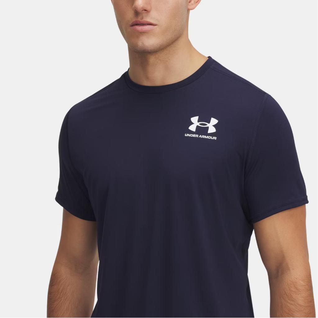 Under Armour HeatGear Comfortable Moisture-Wicking Sports Short Sleeve T-Shirt Men Tops Midnight-Navy White 6000939-410
