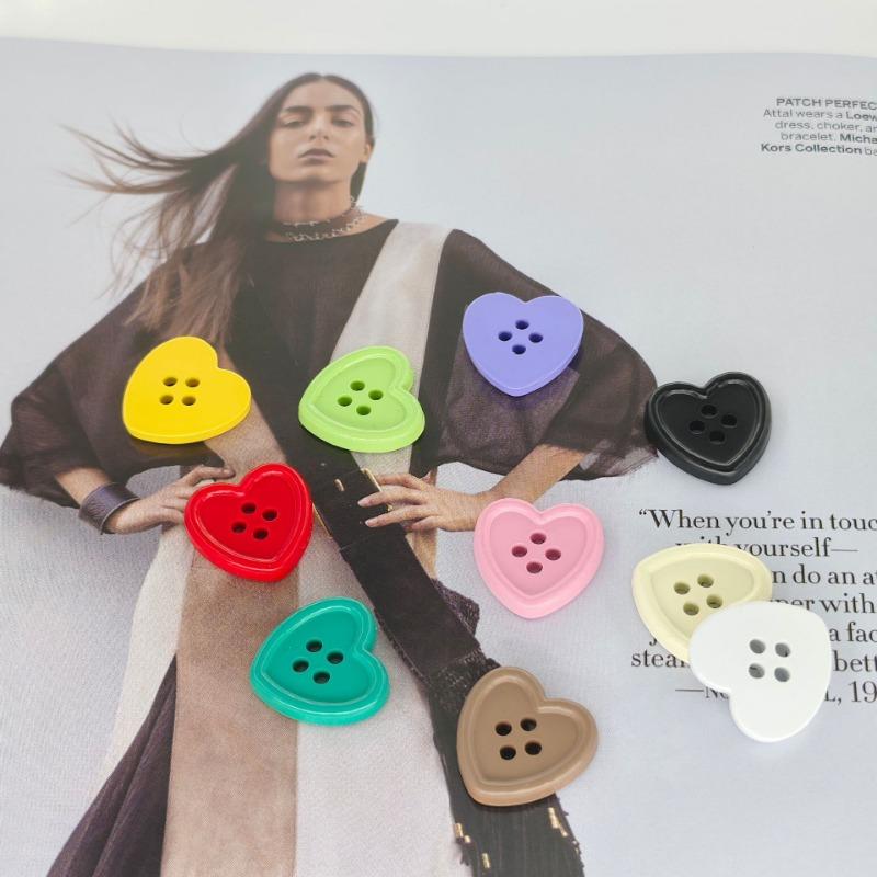 10/20pcs 4-Holes Flatback Buttons Heart Shape Needlework Sewing Button for Clothing DIY Accessories Decorative Craft Supplies