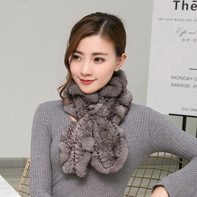 Women Scarf Winter Fur Scarf Real Rex Rabbit Fur Korea Muffler Scarf Ladies Mufflers