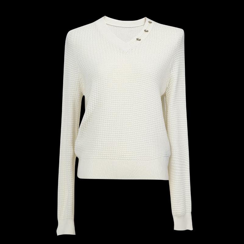 Women's V-Neck Long Sleeve Knit Pullover