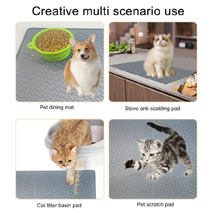 Cats Litter Trapping Mat for Indoor Silicone Waterproof Dog Bowl Placemat Antislip Cats Treats Pad Feeder Mat Pet Supply
