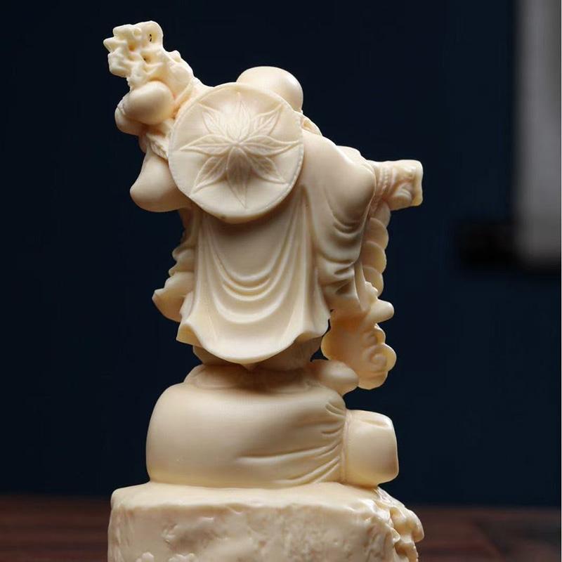 Copper Coin Maitreya Buddha Character Statue  Chinese God of Wealth -Home Office Feng Shui Mascot Laughing Buddha Statue